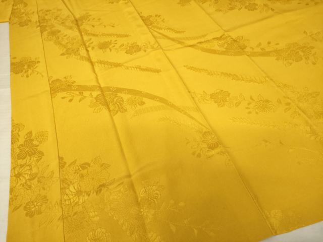 平和屋着物●長襦袢 無双仕立て 辻が花地紋 山吹色 やまと誂製 正絹 逸品 AABF3949ck