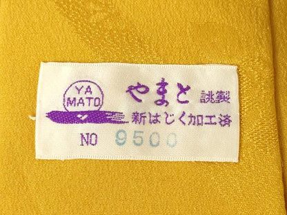 平和屋着物●長襦袢 無双仕立て 辻が花地紋 山吹色 やまと誂製 正絹 逸品 AABF3949ck