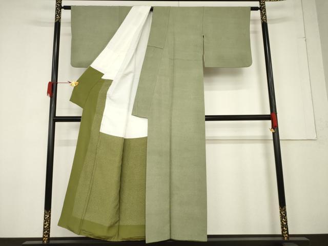 平和屋着物●人間国宝 初代 六谷梅軒(六谷紀久男)錐彫り 重要無形文化 財伊勢型紙 染：大野信幸 江戸小紋 極角通シ小紋 逸品 AABF3951ck