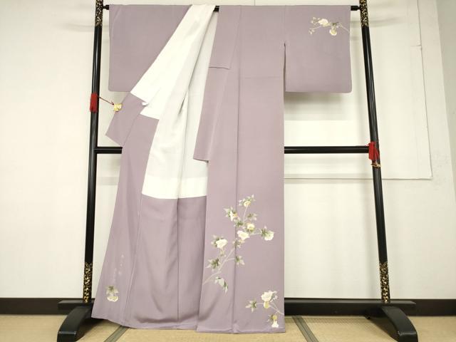 平和屋着物●本加賀友禅作家　松井眞夫　訪問着　枝花文　正絹　逸品　AABF3953ck