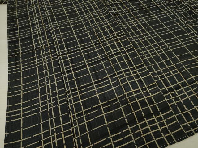 平和屋着物●つづら屋平助 小紋 格子 黒地 正絹 逸品 未使用 AABF3955ck