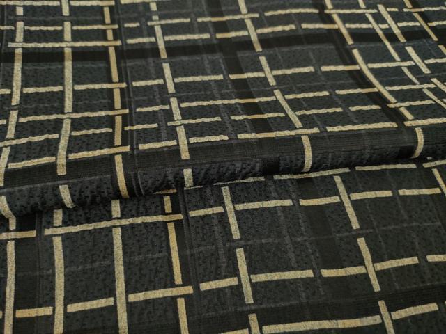 平和屋着物●つづら屋平助 小紋 格子 黒地 正絹 逸品 未使用 AABF3955ck