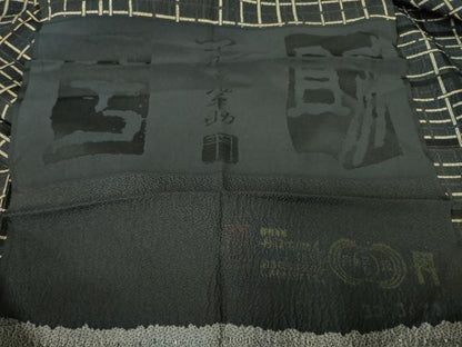平和屋着物●つづら屋平助 小紋 格子 黒地 正絹 逸品 未使用 AABF3955ck