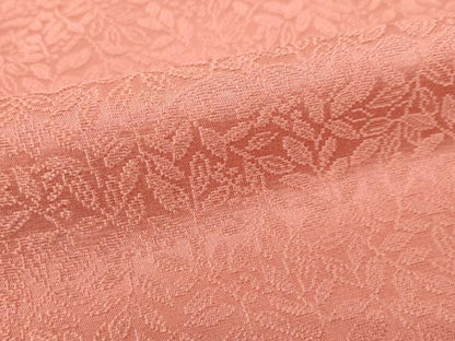 平和屋着物●上質な色無地 葉尽くし地紋 甚三紅色 正絹 逸品 AABF3960ck