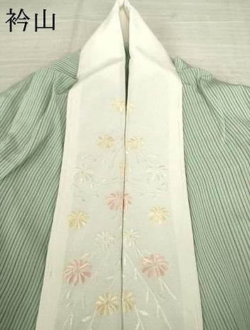 平和屋着物●長襦袢 無双仕立て 縞 半衿刺繍 正絹 逸品 AABF3962ck