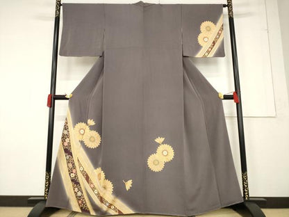 平和屋着物●訪問着 友禅 舞花文 暈し染め 金彩 正絹 逸品 未使用 AABF3963ck