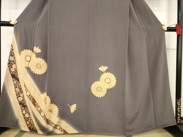 平和屋着物●訪問着 友禅 舞花文 暈し染め 金彩 正絹 逸品 未使用 AABF3963ck