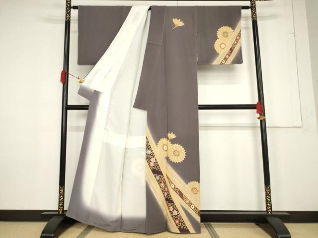 平和屋着物●訪問着 友禅 舞花文 暈し染め 金彩 正絹 逸品 未使用 AABF3963ck