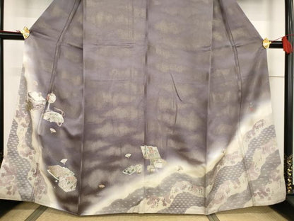 平和屋着物●松尾光琳 訪問着 器物文 銀彩 金通し地 正絹 逸品 AABF3964ck