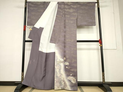 平和屋着物●松尾光琳 訪問着 器物文 銀彩 金通し地 正絹 逸品 AABF3964ck