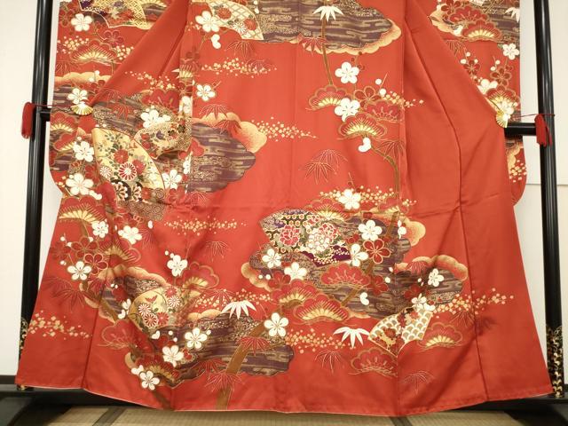 平和屋着物●豪華振袖 地紙花車文 金彩 正絹 逸品 AABF3965ck