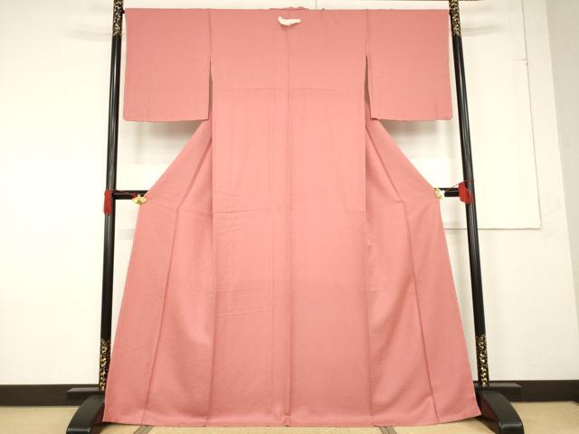 平和屋着物●上質な色無地 甚三紅色 正絹 逸品 未使用 AABF3967ck