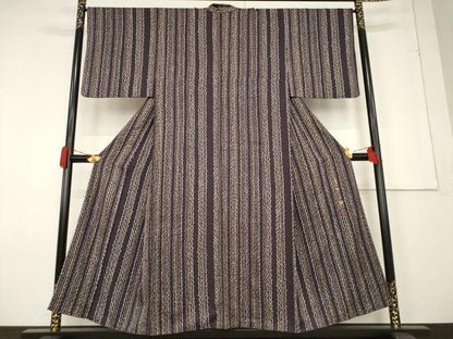 平和屋着物●染色作家 草野一騎 小紋 蔦草文 金彩 健勝苑扱い 正絹 逸品 AABF3969ck
