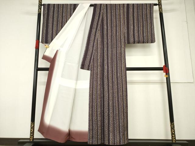 平和屋着物●染色作家 草野一騎 小紋 蔦草文 金彩 健勝苑扱い 正絹 逸品 AABF3969ck