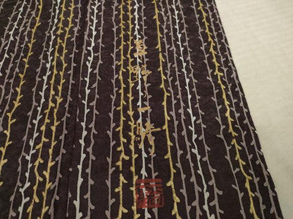 平和屋着物●染色作家 草野一騎 小紋 蔦草文 金彩 健勝苑扱い 正絹 逸品 AABF3969ck