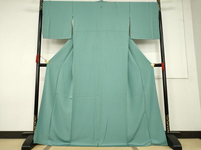 平和屋着物●上質な色無地 青竹色 鈴乃屋扱い ロング丈 正絹 逸品 AABF3974ck