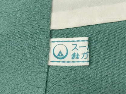 平和屋着物●上質な色無地 青竹色 鈴乃屋扱い ロング丈 正絹 逸品 AABF3974ck