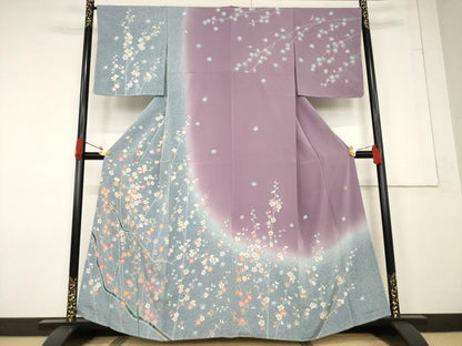 平和屋着物●訪問着 友禅 作家物 枝花文 正絹 逸品 AABF3975ck
