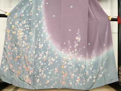 平和屋着物●訪問着 友禅 作家物 枝花文 正絹 逸品 AABF3975ck