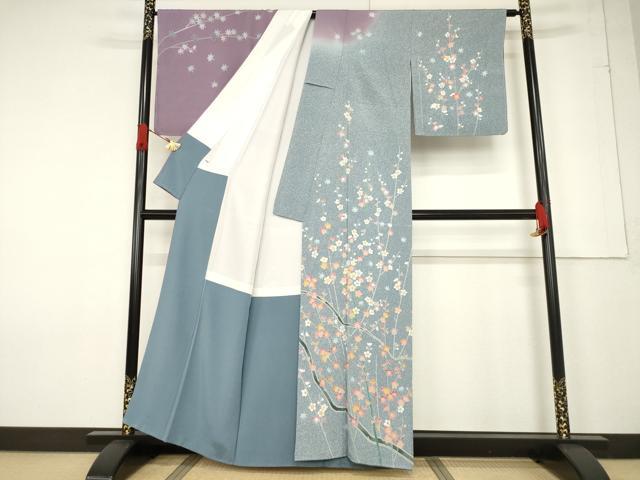 平和屋着物●訪問着 友禅 作家物 枝花文 正絹 逸品 AABF3975ck