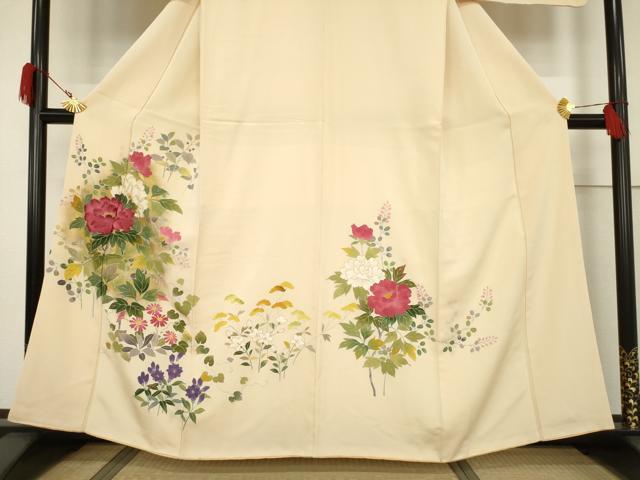 平和屋着物●訪問着 刺繍 草花文 金彩 正絹 逸品 AABF3977ck