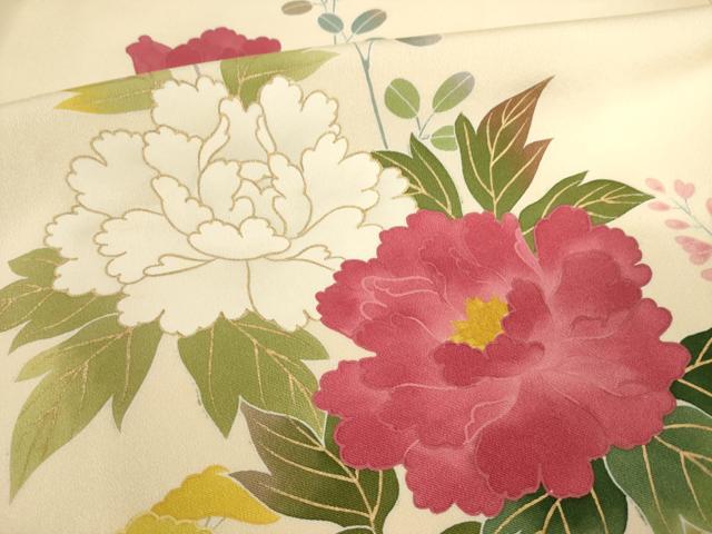平和屋着物●訪問着 刺繍 草花文 金彩 正絹 逸品 AABF3977ck