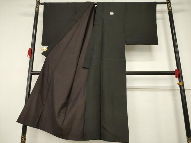 平和屋着物●男性 黒紋付 正絹 逸品 AABF3980ck