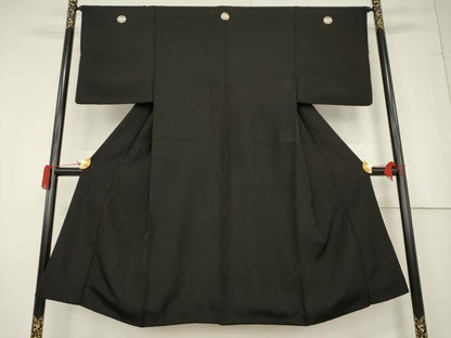 平和屋着物●男性 黒紋付 正絹 逸品 AABF3980ck