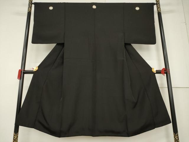 平和屋着物●男性 黒紋付 正絹 逸品 AABF3980ck