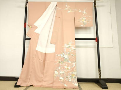平和屋着物●訪問着 友禅 花筏文 三越扱い ロング丈 正絹 逸品 AABF3983ck