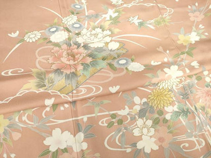 平和屋着物●訪問着 友禅 花筏文 三越扱い ロング丈 正絹 逸品 AABF3983ck