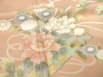 平和屋着物●訪問着 友禅 花筏文 三越扱い ロング丈 正絹 逸品 AABF3983ck
