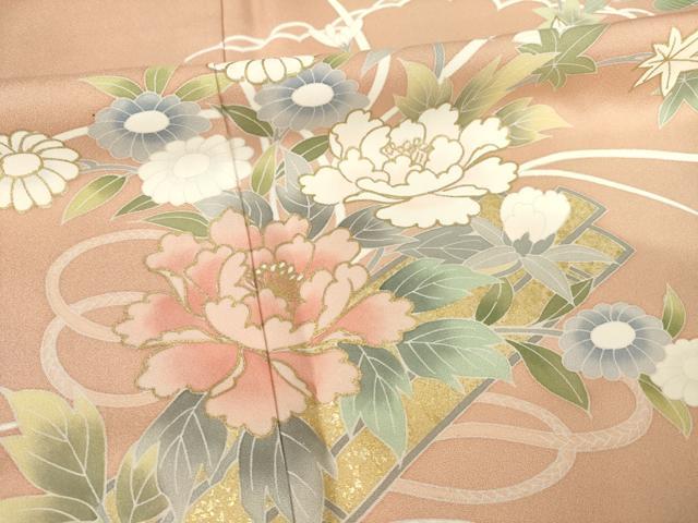平和屋着物●訪問着 友禅 花筏文 三越扱い ロング丈 正絹 逸品 AABF3983ck