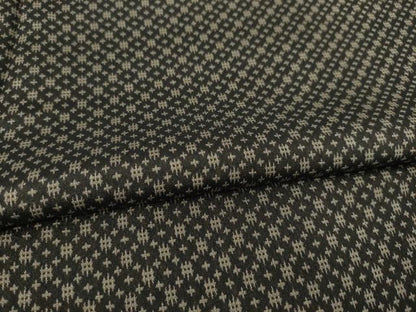 平和屋着物●お召 井桁絣 黒地 正絹 逸品 AABF3984ck