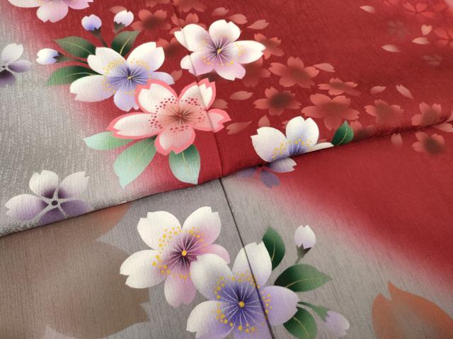 平和屋着物●豪華振袖 舞花文 暈し染め 正絹 逸品 AABF3986ck
