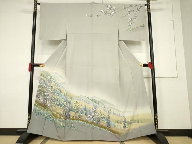平和屋着物●十日町友禅作家 阿部佳雪 訪問着 風景文 正絹 逸品 AABF3988ck