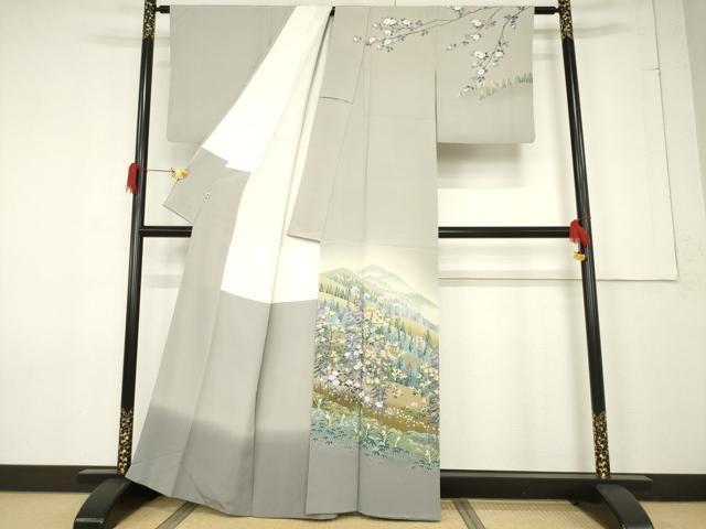 平和屋着物●十日町友禅作家 阿部佳雪 訪問着 風景文 正絹 逸品 AABF3988ck