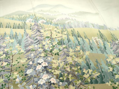 平和屋着物●十日町友禅作家 阿部佳雪 訪問着 風景文 正絹 逸品 AABF3988ck