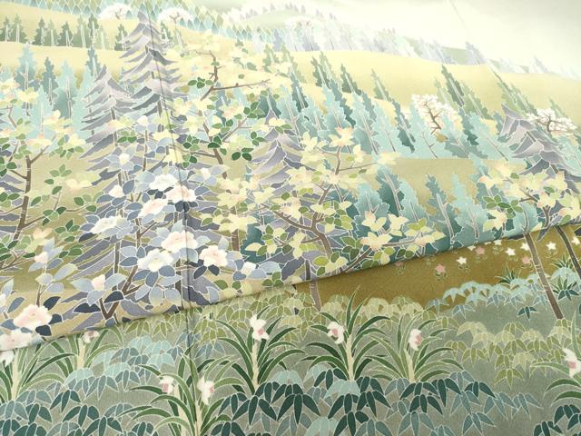 平和屋着物●十日町友禅作家 阿部佳雪 訪問着 風景文 正絹 逸品 AABF3988ck