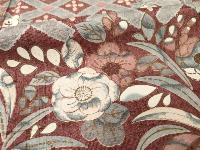 平和屋着物●訪問着 紬地 辻が花 花籬文 金彩 ロング丈 正絹 逸品 AABF3991ck