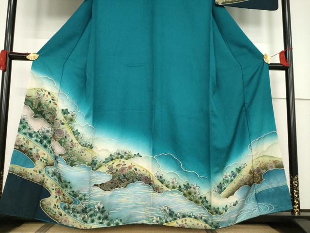 平和屋着物●訪問着 辻が花 絞り 遠山花文 正絹 逸品 AABF3992ck