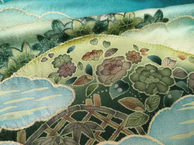 平和屋着物●訪問着 辻が花 絞り 遠山花文 正絹 逸品 AABF3992ck