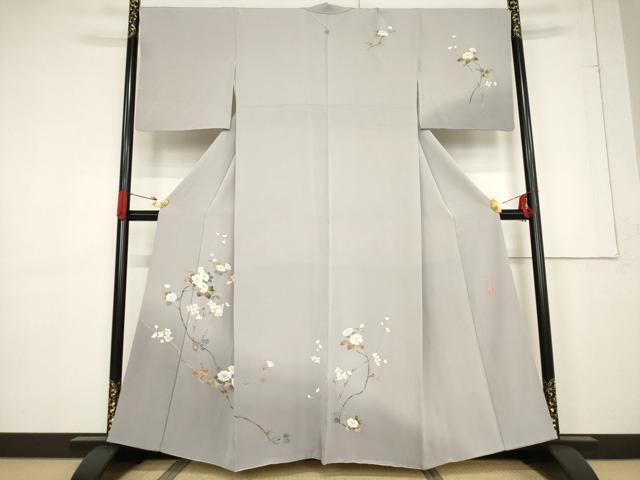 平和屋着物●京加賀友禅 百貫達雄 訪問着 枝花文 正絹 逸品 AABF3994ck