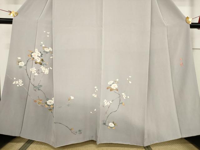 平和屋着物●京加賀友禅 百貫達雄 訪問着 枝花文 正絹 逸品 AABF3994ck