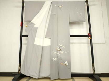 平和屋着物●京加賀友禅 百貫達雄 訪問着 枝花文 正絹 逸品 AABF3994ck