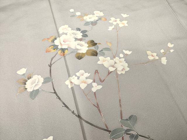 平和屋着物●京加賀友禅 百貫達雄 訪問着 枝花文 正絹 逸品 AABF3994ck