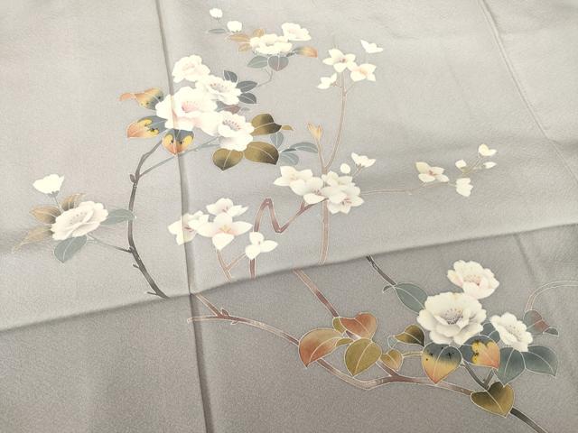 平和屋着物●京加賀友禅 百貫達雄 訪問着 枝花文 正絹 逸品 AABF3994ck