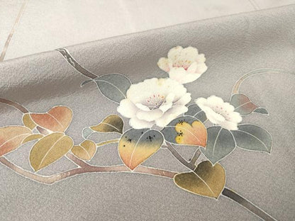 平和屋着物●京加賀友禅 百貫達雄 訪問着 枝花文 正絹 逸品 AABF3994ck