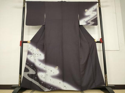 平和屋着物●訪問着 流水花丸文 暈し染め 金彩 正絹 逸品 AABF3995ck