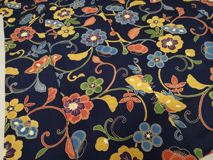 平和屋着物●上質な小紋 型染め 花唐草文 正絹 逸品 AABF3996ck